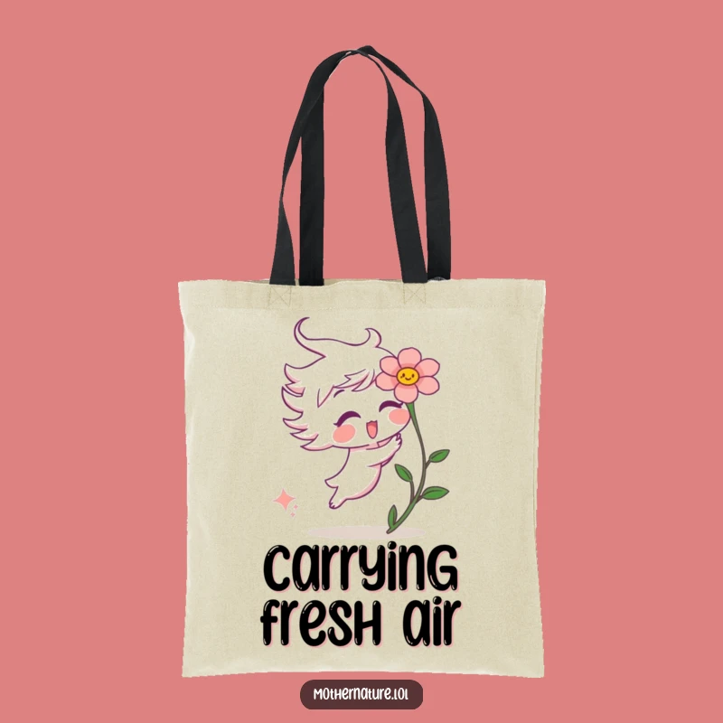 Funny Wind Tickle Tote Bag: Playful Flower Character Gift