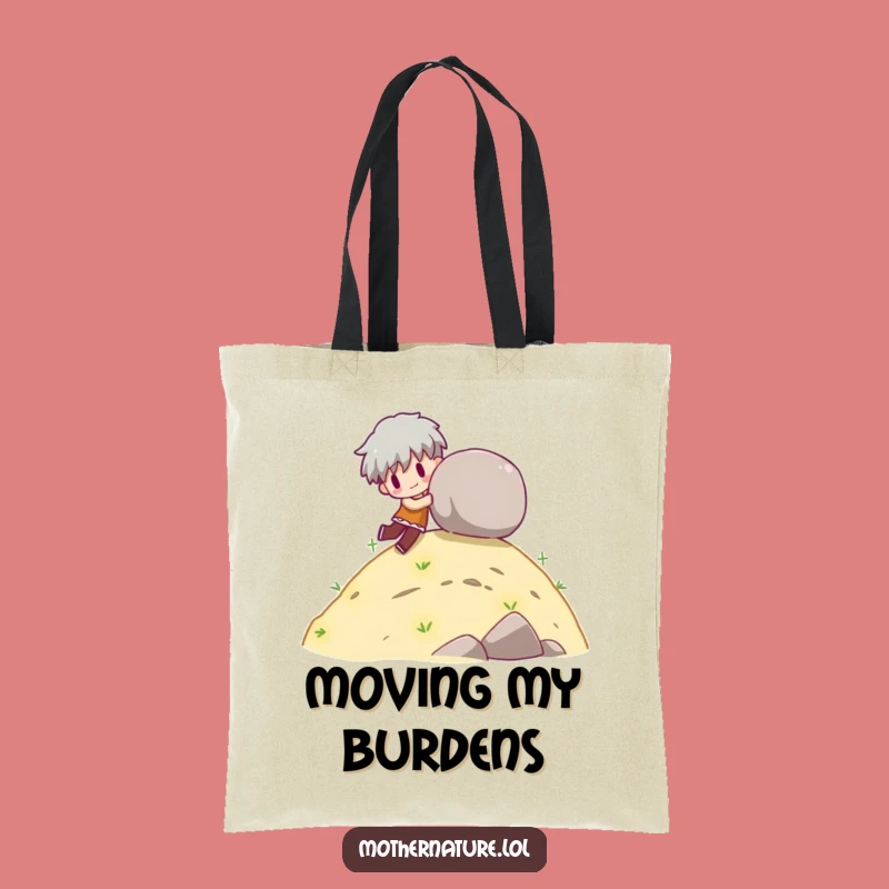 Funny Rolling Boulder Tote Bag, Playful Hill Push Carry-all, Great Gift